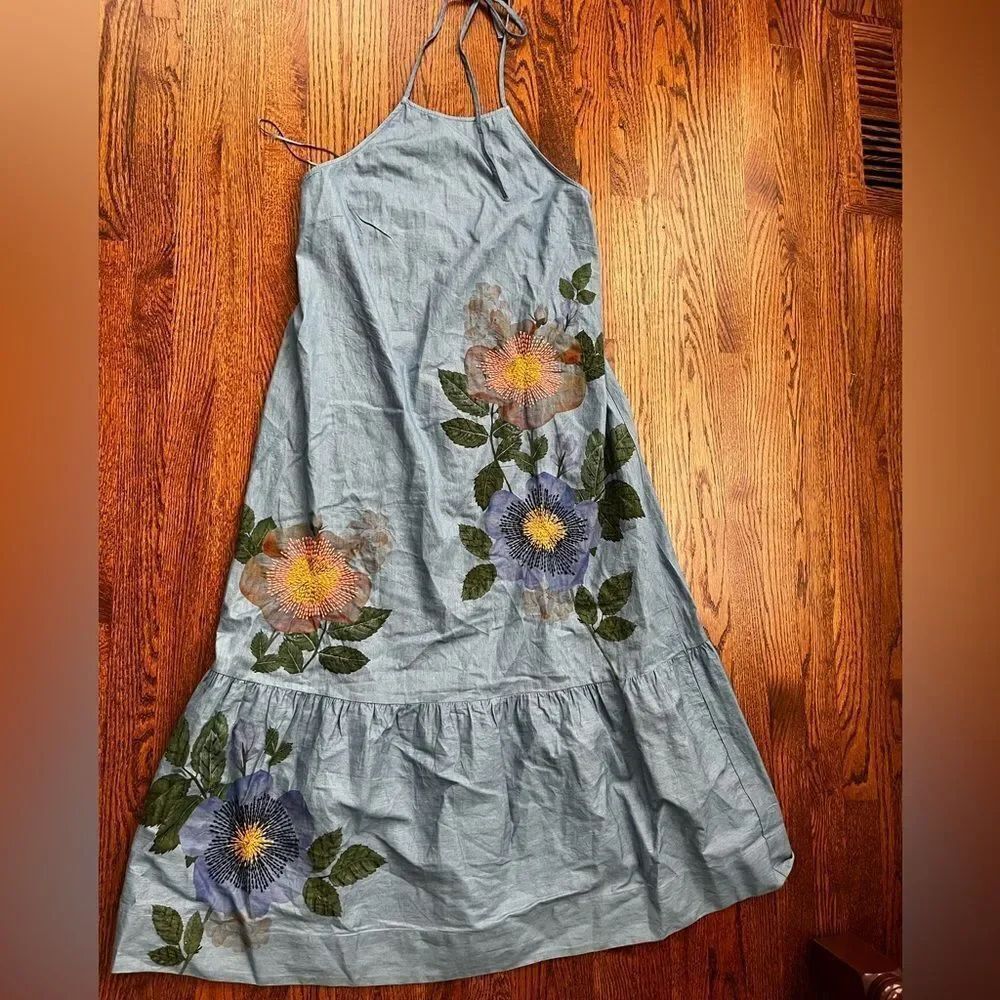 Pilcro Halter Embroidered Denim
Midi Dress size Large - Picture 5 of 6